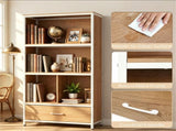 Natural Vertical Freestanding Display Shelf with 4 Open Cubbies & PullOut Drawer, HeavyDuty 71640895