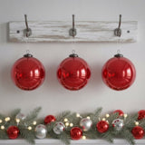 3PCS Set 6" Red Glass Christmas Ornament Balls Holiday Treeations Hanging Spheres for Party 75164946