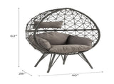 Aeven Light Gray Fabric & Black Wicker Patio Lounge Chair B2726P401989