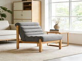 Fluffy Accent Chair Gray with Natural Solid Wood Frame N767P366257G
