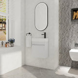 ZUN 18'' Floating Wall-Mounted Bathroom Vanity with White Resin Sink & Soft-Close Cabinet Door W99936243