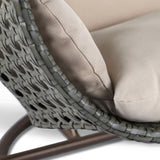 Brown Wicker Hanging Double-Seat Swing Chair with Stand w/Beige Cushion 9716KD3-BB