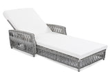 Outdoor Long Reclining Chaise, Wicker Lounge with Armrests, Patio Adjustable Recliner with Soft 81501367