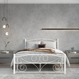 Full Size Unique Flower Sturdy System Metal Bed Frame with Headboard and Footboard W2297P347655