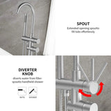 Floor Mount Bathtub Faucet Freestanding Tub Filler Brushed Nickel Standing High Flow Shower Faucets 40466420
