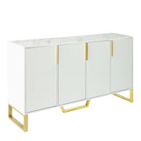 ZUN Modern sideboard with Four Doors, Metal handles & Legs and Adjustable Shelves Kitchen Cabinet 98598378