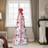 6 FT Fully Decorated Pre-lit Christmas Tree, Pop Up Artificial Xmas Tree with 100 Warm Lights and 34996842