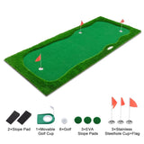 12x5 FT Golf Putting Green, Golf Training Mat with High-quality Turf, 3 Holes, 3 Flags and Cups for W1422P289867