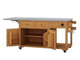 59.9''L Outdoor Gill Kitchen Cart, Solid Wood Kitchen Island with Extendable Stainless Steel N717P507994A