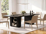 70.9" Rectangular Dining Table for 6 People, Fluted Panel Legs with 2 Side Storage Cabinets, MDF 02706775