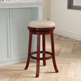 30" Bar Stool, Cherry Finish, Beige Fabric Seat B04660663