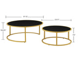Modern Faux Leather Nesting Round Coffee Table with Golden Metal Base,Accent Tea Table for Living W2186P340503
