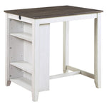 ZUN Transitional Design White and Gray Finish 3-piece Pack Counter Height Set Table w Display Shelf USB B01166428