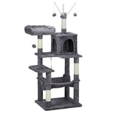 ZUN 57 inch Cat Tree Cat Tower for Indoor Cats, Cat House with Padded Platform Bed, Toy Balls, Large 81517350