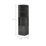 Syrah Corner Bar Cabinet, Eight Bottle Cubbies, Double Door, Two Open Shelves -Smokey Oak B07091986