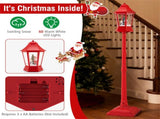 64" Christmas Streetlamp Decor Santa/Snowman/Tree Scene, 60 Warm White LEDs, 8 Tunes, 2 Modes 40533839