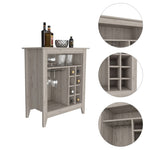 ZUN Essential Bar Cabinet, One Open Shelf, Six Built-in Wine Rack, One Drawer -Light Gray B20091858