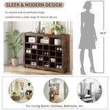 ON-TREND Sleek Design 24 Shoe Cubby Console, Modern Shoe Cabinet with Curved Base, Versatile WF309308AAP