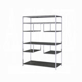 Rustic Grey Oak and Chrome 8-Shelf Bookshelf B062P209200
