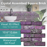 48 Pcs Peel And Stick Brick Tiles Wall Decor PVC Purple Brick Wallpaper Wall Tile Backsplash 15306856