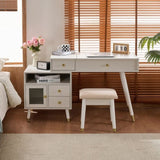 3-in-1 Vanity Desk with Lighted Flip-Top Mirror & Adjustable Cabinet, Makeup Dressing Table with N844P291656A