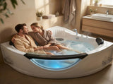 59" Corner Whirlpool Bathtub for 2-Person, Luxury Jetted Spa Tub with 6 Hydro Massage Jets, W3605P419568