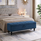 59" Bed Bench with Storage Blue Fabric W1097124943