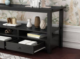 3 Tier Vintage Solid Console Table with 3 Drawers and Shelves, Industrial Console Table Coffee Table 10966810
