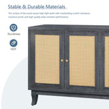 Handcrafted Premium Grain Panels,Rattan Sideboard Buffer Cabinet With 4 Rattan Doors, Modern Storage W1445125265
