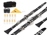 17 Keys Flat B Black Clarinet with Two Mouthpieces Connector for Beginner 14854491
