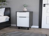 Smokey Oak and White 1-Drawer Nightstand B06280711