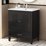 30" Bathroom Vanity with Sink Vintage Style, Multi-functional Storage Space, Door Shelf, N759P218644B