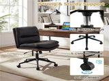 Black Armless Office Chair , Curved Backrest & Wide Seat, 360&deg Swivel & Rocking Function 96919480