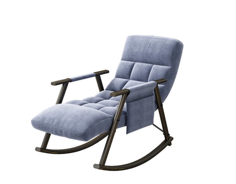 ZUN Casual folding rocking chair upholstered, lounge rocking chair adjustable high back and foot 85348805