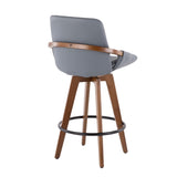 Cosmo Mid-Century Counter Stool in Walnut and Grey Faux Leather by LumiSource B202P222363