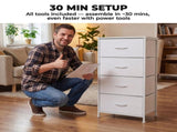 2/4-Drawer Dresser with Metal Frame & Wood Top, Fabric Storage Organizer, White 34636983