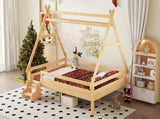 Full House Platform Bed with Stairs, Solid Wood Twin Bed Frame, Low Profile and Childlike Fun W1580P354721