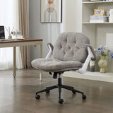 Cross Legged Chair with Flip-up Armrests, Cross Legged Office with Wheels, Comfy Swivel 90992732