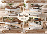 Round Lift Top Coffee Table with RGB LED Lights, 26.8" 26.8" 21.6" 56958172