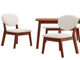 1 Table 2 Chairs 1 Bench Dining Set, Rubber Wood Frame with Beige Upholstered Seats, Deep Walnut 24362800