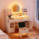 47.2" Makeup Vanity Mirror and Light, Vanity Desk Cushioned Storage Stool, Dressing Table 41364070