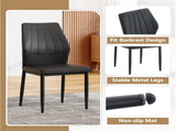 Set of 3 Black Dining Chairs, 37 inches High Ergonomic PU Backrest, Combines Comfort and W1151P442911