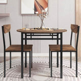 ZUN TOPMAX Modern 3-Piece Round Dining Table Set with Drop Leaf and 2 Chairs for Small Places,Black WF290234AAB