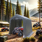 ZUN 7x12 ft Outdoor Gazebo Portable Storage Shelter Shed with 2 Roll up Zipper Doors & Vents Carport for W2373P186909