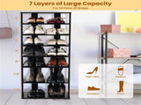 7-Tier Double-Row Shoe Rack with Adjustable Shelves, Anti-Tipping Narrow Storage Rack for Entryway 96296664