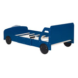 Twin Size Car-Shaped Platform Bed with Wheels,Blue WF311752AAC