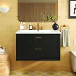 ZUN 30'' Wall Mounted Bathroom Vanity with Resin Sink,Floating Bathroom Storage Cabinet with 2 Drawers, N710P177301B