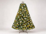 7FT Pre-Lit Artificial Christmas with Ornaments, 290 Warm White LED Lights, PVC Hinged Xmas 24394387