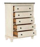 ZUN Transitional Rustic Style 1pc Chest of 5x Drawers Antique White and Rosy Brown Bedroom Furniture B011P225155