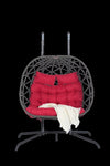 ZUN 2 Person Outdoor Rattan Hanging Chair Patio Wicker Egg Chair W874P146258